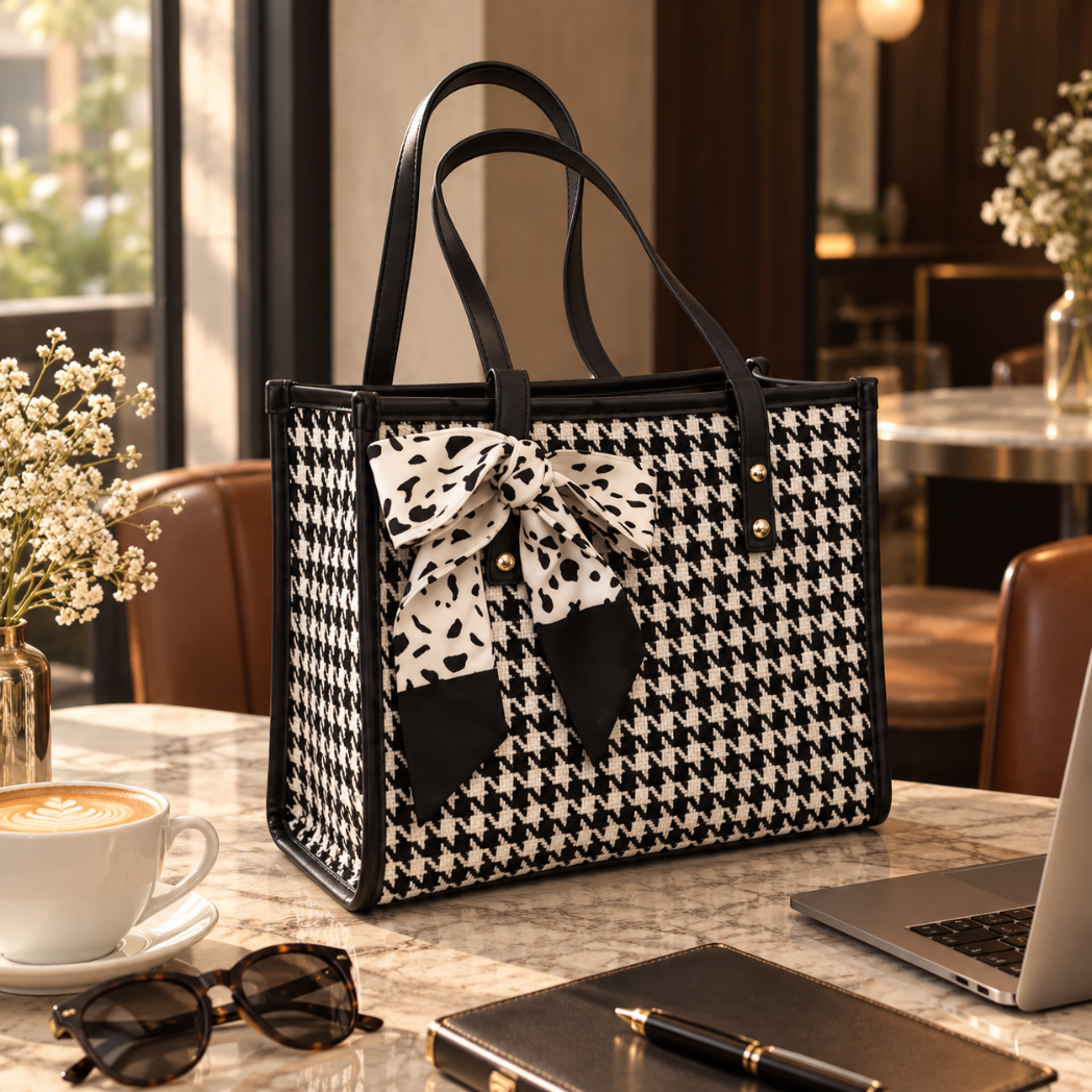Aurelia Houndstooth Tote